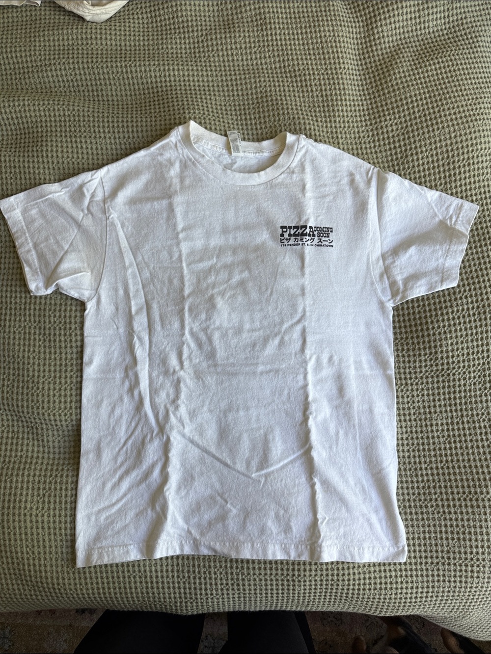 American Apparel White Short Sleeve Tee x Pizza Coming Soon